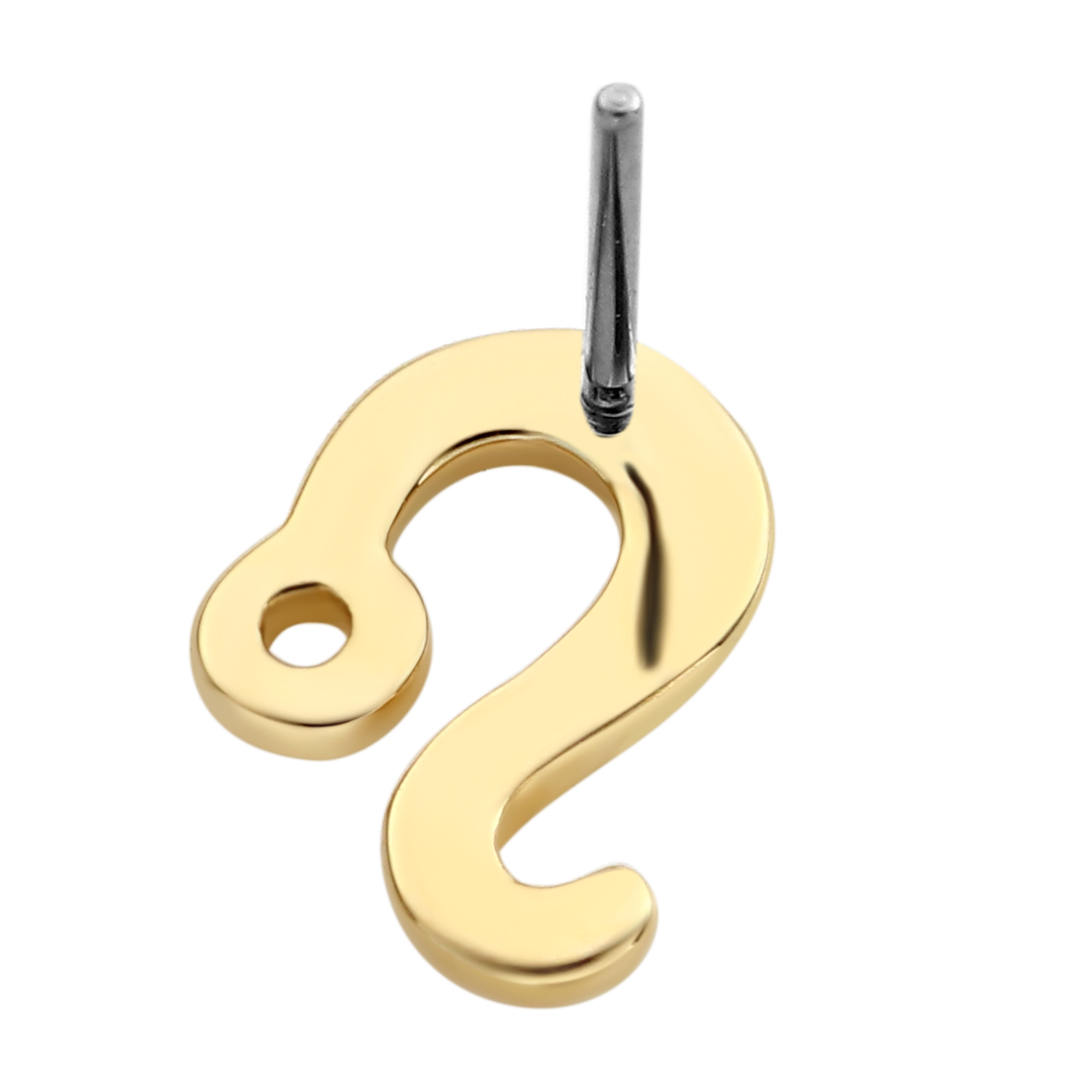 Eternal Metal 14k Solid Gold Zodiac Signs Leo Cartilage<000000>labret Helix Jewelry Threadless Push In Ends Tops 6