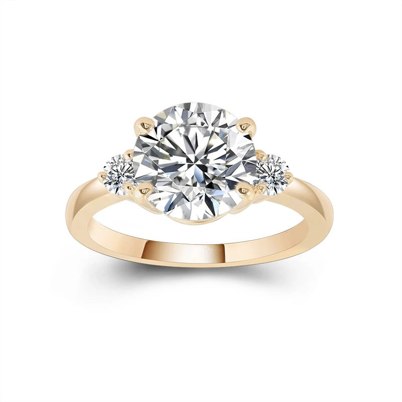 Luxury Boda redonda de oro Redondeo de oro Reducido Mujeres Mujeres de 14k/18k Diamante D Color VVS 3 quilates Anillos de moissanite 1
