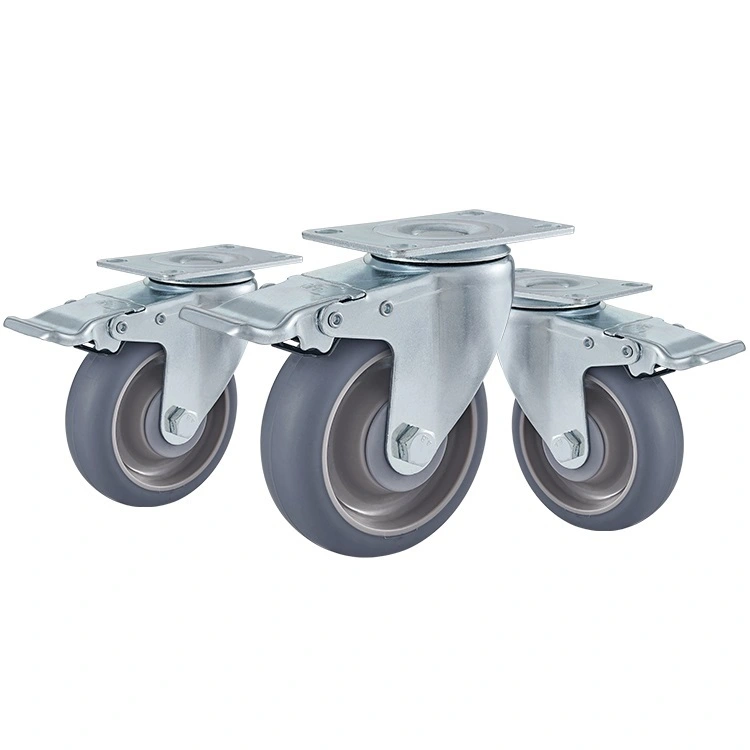 Medium Duty 3 4 5 Inch Universal Tpr Super Quiet Castors Steel Swivel Trolley Wheels Double Ball Bearings Rubber Caster For 1