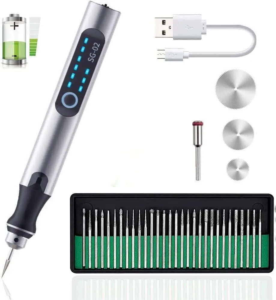 Nuevo producto 2024 Grabador USB recargable Mini grabador eléctrico Pluma de grabado Herramienta rotativa inalámbrica para grabar joyería 1