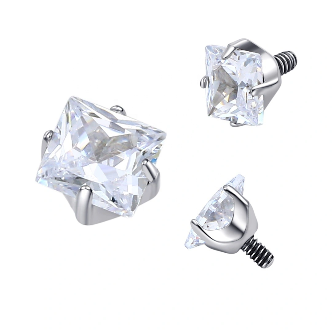 Piercing en titane avec griffes et embouts filetés en zircone cubique, acier inoxydable, ASTM F136 1