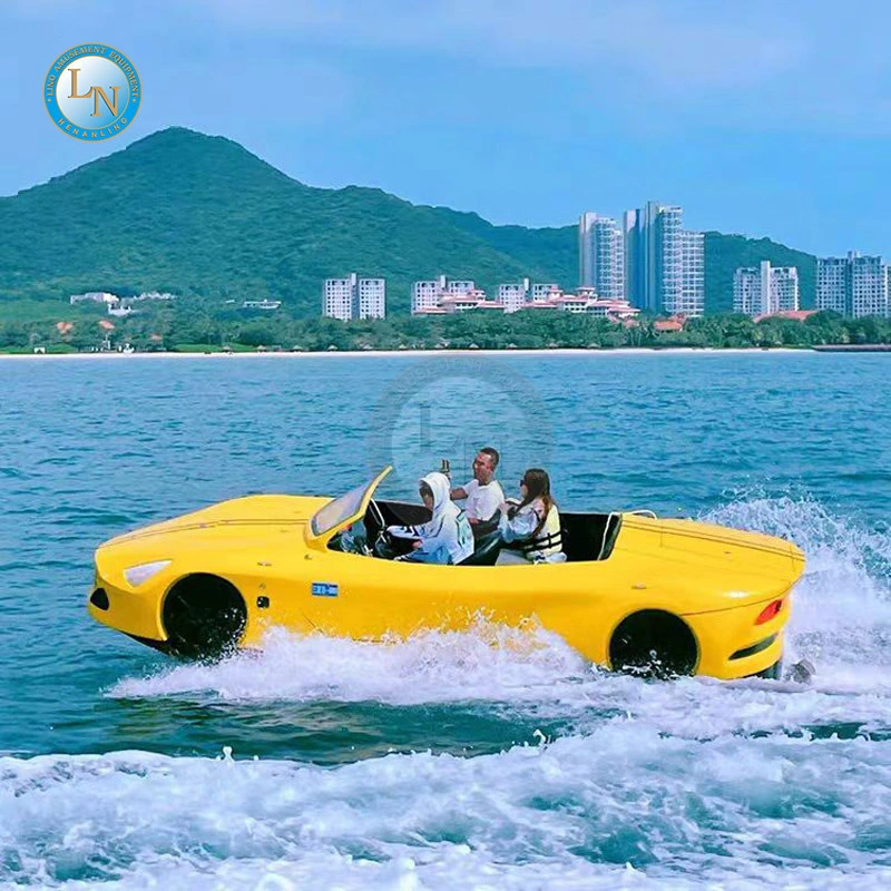 Custom High-speed Fiberglass Jet Car Boat With Motor For Outdoor Adventures And Amusement Park Rides 1