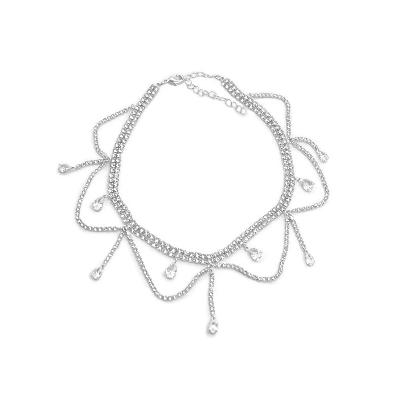 Wholesale Modern Fashion Light Luxury Metallic Zircon Necklace With Collarbone Necklace For Ladies 1