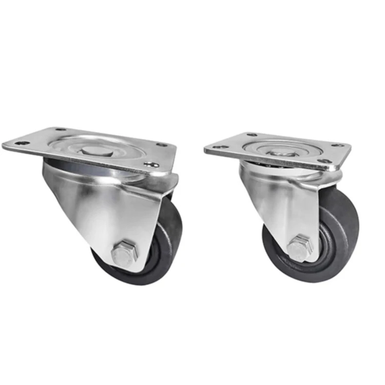 Stainless Steel Bracket Swivel Low Height Heavy Duty 3 Inch Caster Wheels Flat Free Rotating Caster 1