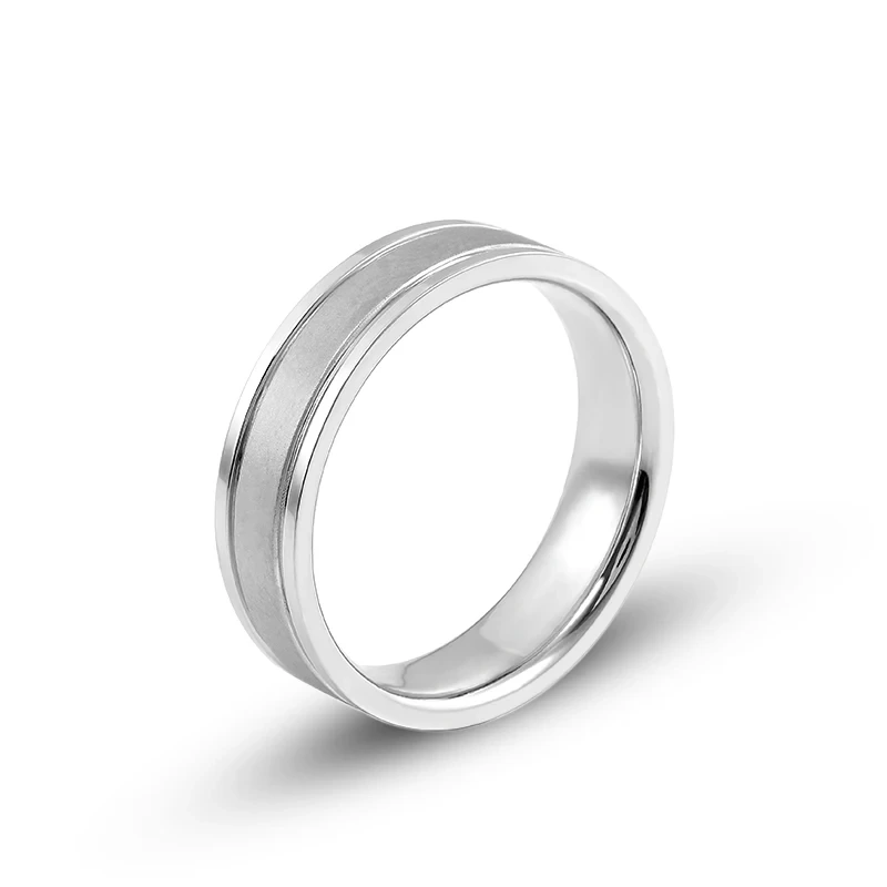 6 mm Matte Confort Fit Ring Men Plain White Gold Banda Hiphop Joyas grabadas Gold Band 1