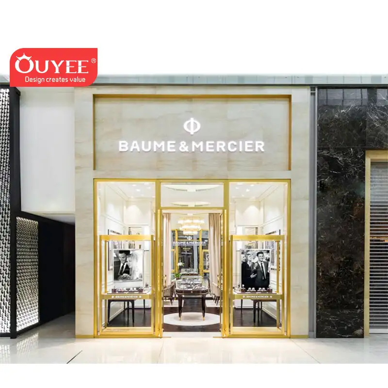 Design d'interni per negozi di gioielli in oro, arredamento e decorazioni per negozi. 1