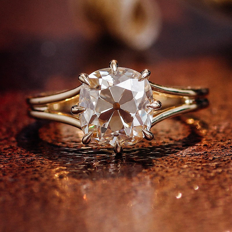 Anillo de oro amarillo personalizado de 14k/18K OEC CUCHO CUCHO MOISSANITE CONDEGIDO Mujeres de mujeres Anillo de joyería fina anillo de moissanite 1
