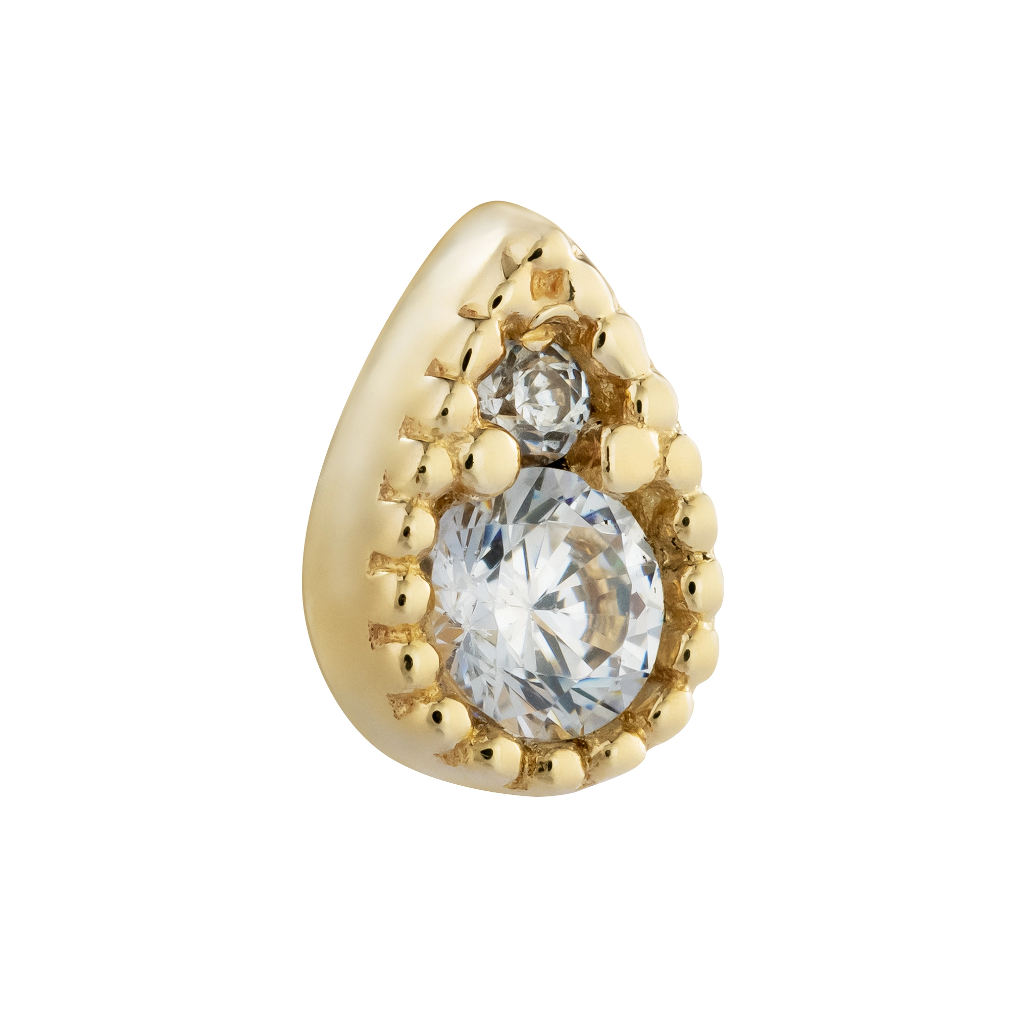 Eternal Metal 14kt Yellow Gold Threadless With Round Cz Cut Out Teardrop Top 1