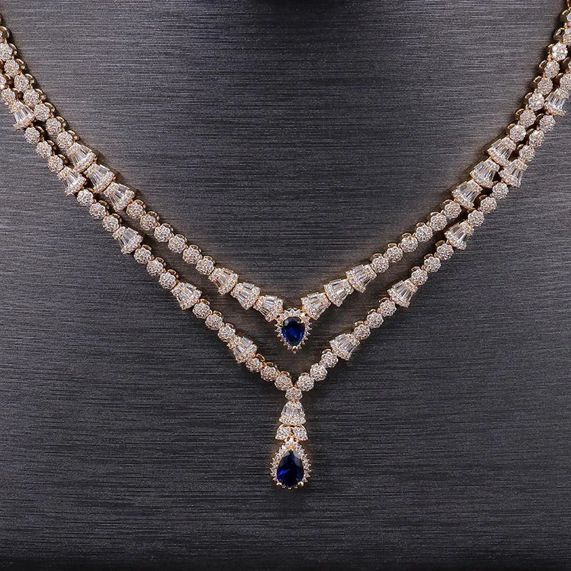 Collier en or 14 carats avec pendentif en saphir et moissanite <000000> de la Royal Jewels européenne vintage en argent sterling 925 12