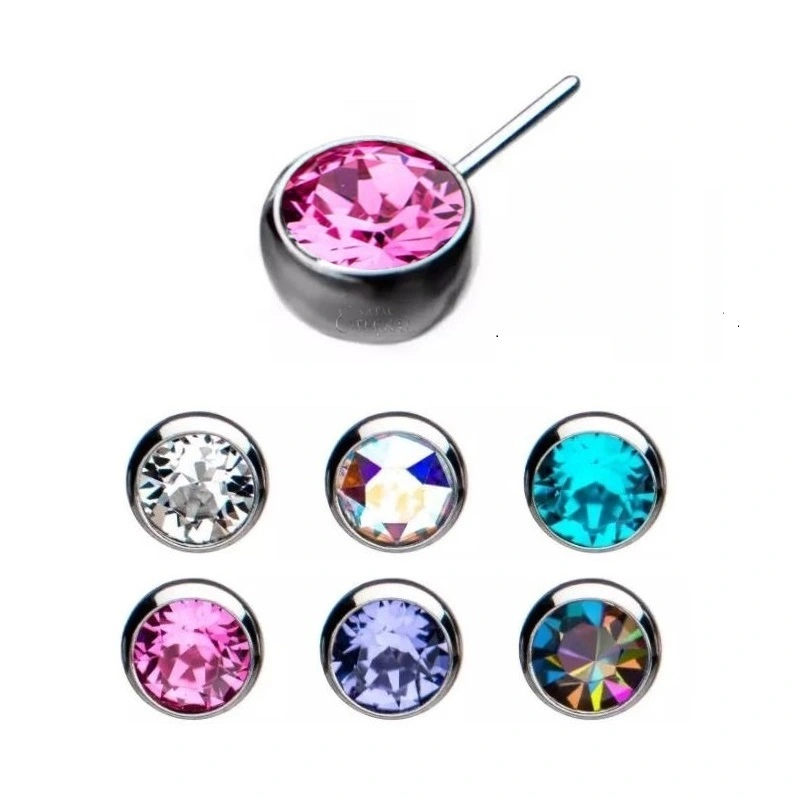 Eternal Metal Astm F136 Titanium Bezel Set Front Facing Zircon Threadless Piercing Jewelry 1