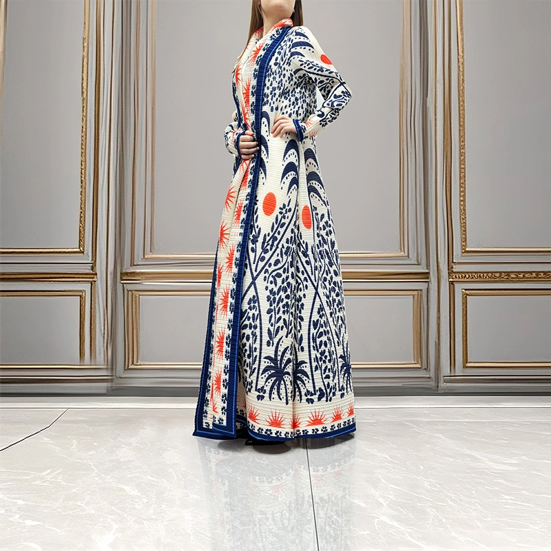 Muslimah Clothing Wholesale Women Fashion Abaya Stretch Polyester Fabric Middle East Elegant Abaya Miyake Pleated Robe 1