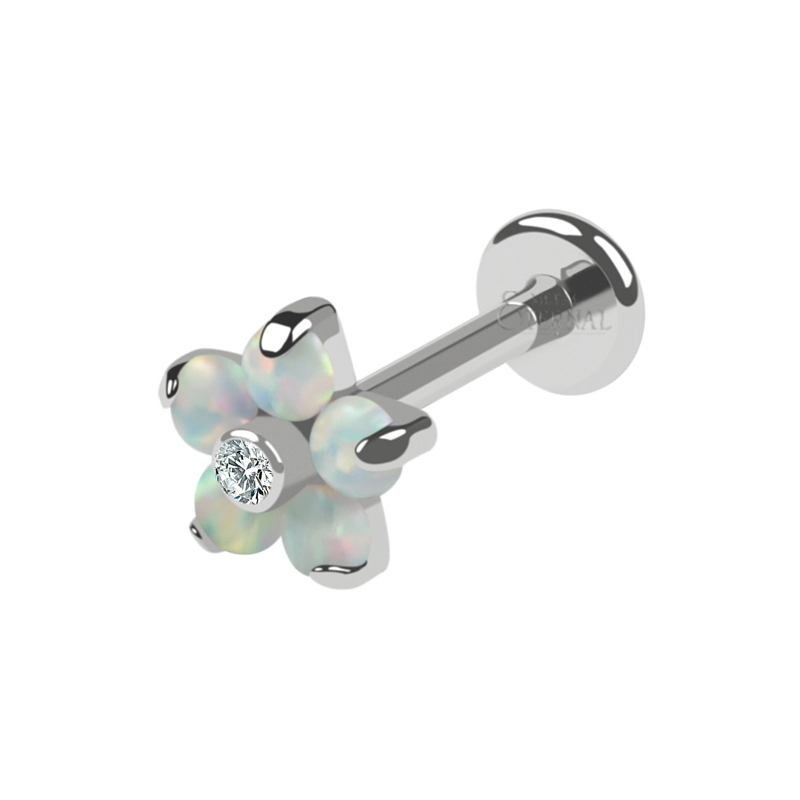 Eternal Metal Astm F136 Titanium Flower Cluster 5 Cz And Opal Stone Top Labret Piercing Body Jewelry 1