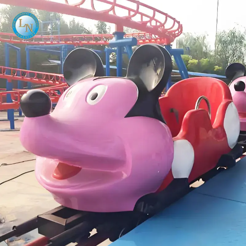 Peralatan Taman Hiburan Mini Roller Coaster Luar Ruangan Wahana Gila 4