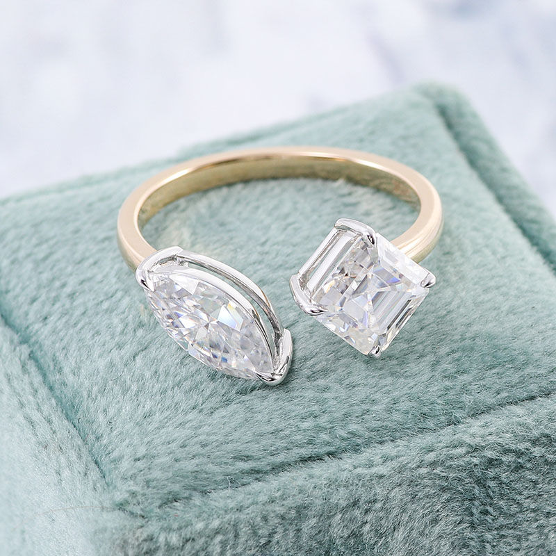 10 Karat Gelbgold Mode Großhandel Custom Moissanite Luxus Asscher <000000> Marquise Cut Verlobungsring für Dame Frauen Ringe 16