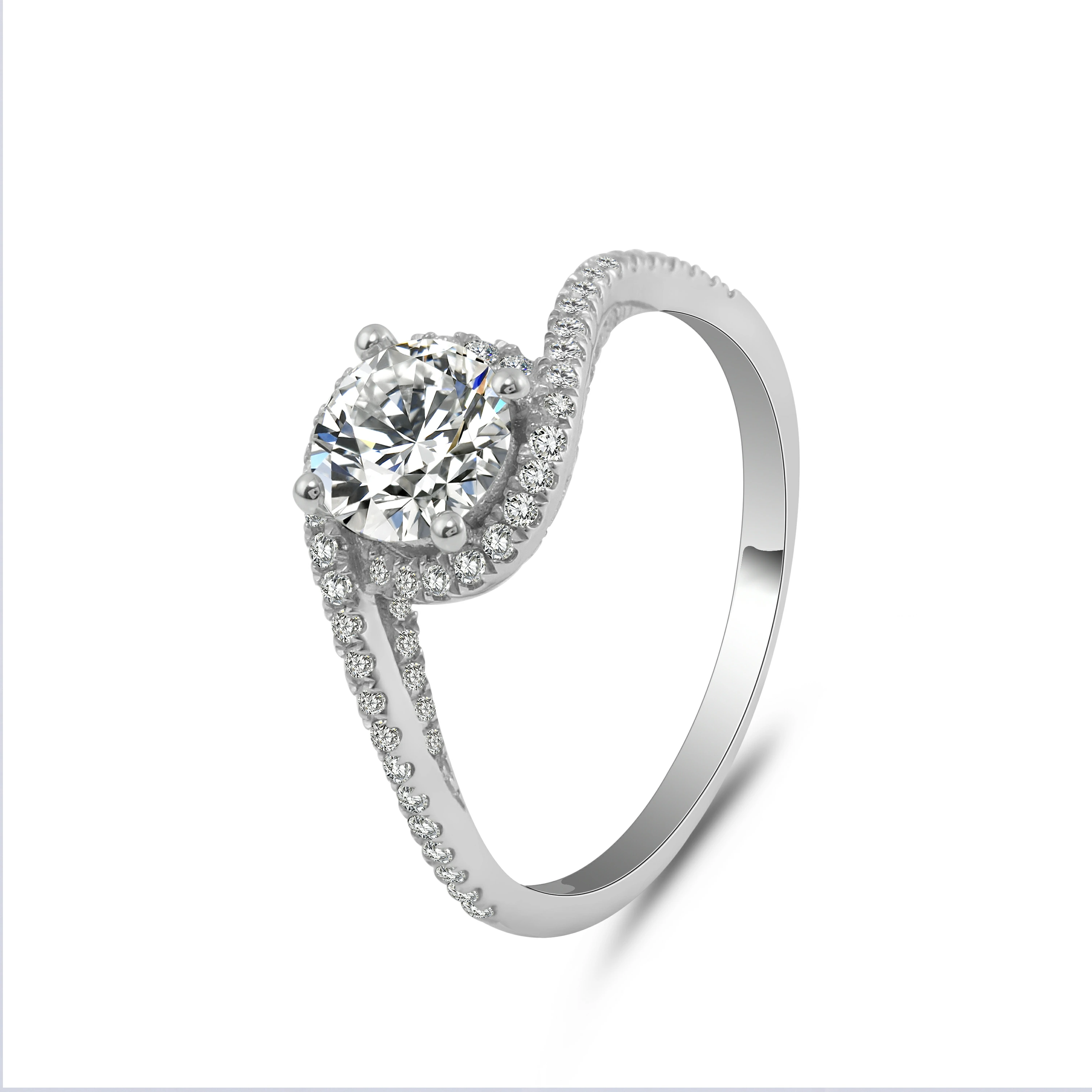 0.8 Carat Def Color Round Moissanite Engagement Ring Single Diamond Point Platinum Plated Gold And Silver Women's 1