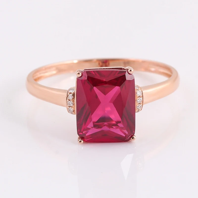 Ruby traditionnel & Bague de fiançailles en diamant 18K Rose Gold Superbe Fine Bijoux 1