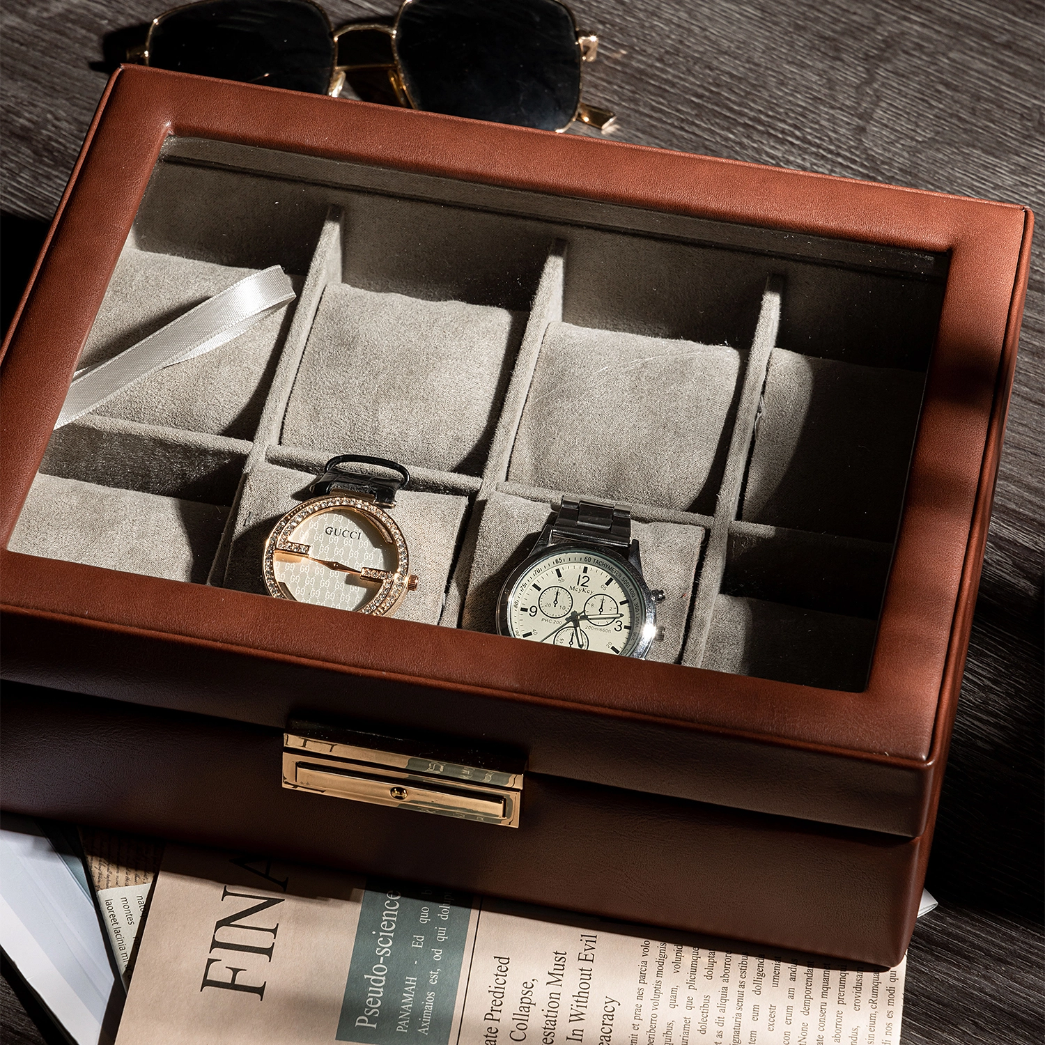 Pu PVC Luxury Watch Organizer Box with Custom Logo, 6 Slot 1