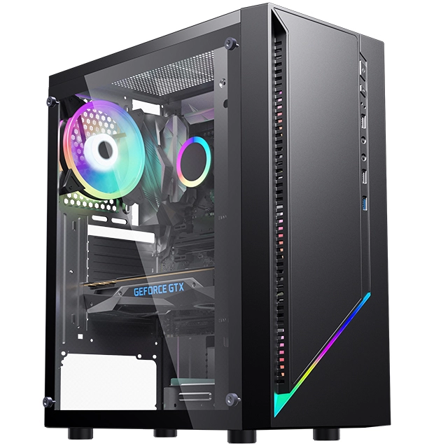 Hot Sale Acrylic Panel Rgb Gaming Computer Case Pc Computer Case Atx Case With Rgb Fans New Product 1