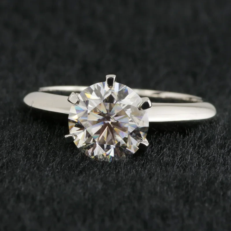 Solitaire Round Moissanite Platinum 950 Bague de mariage 1