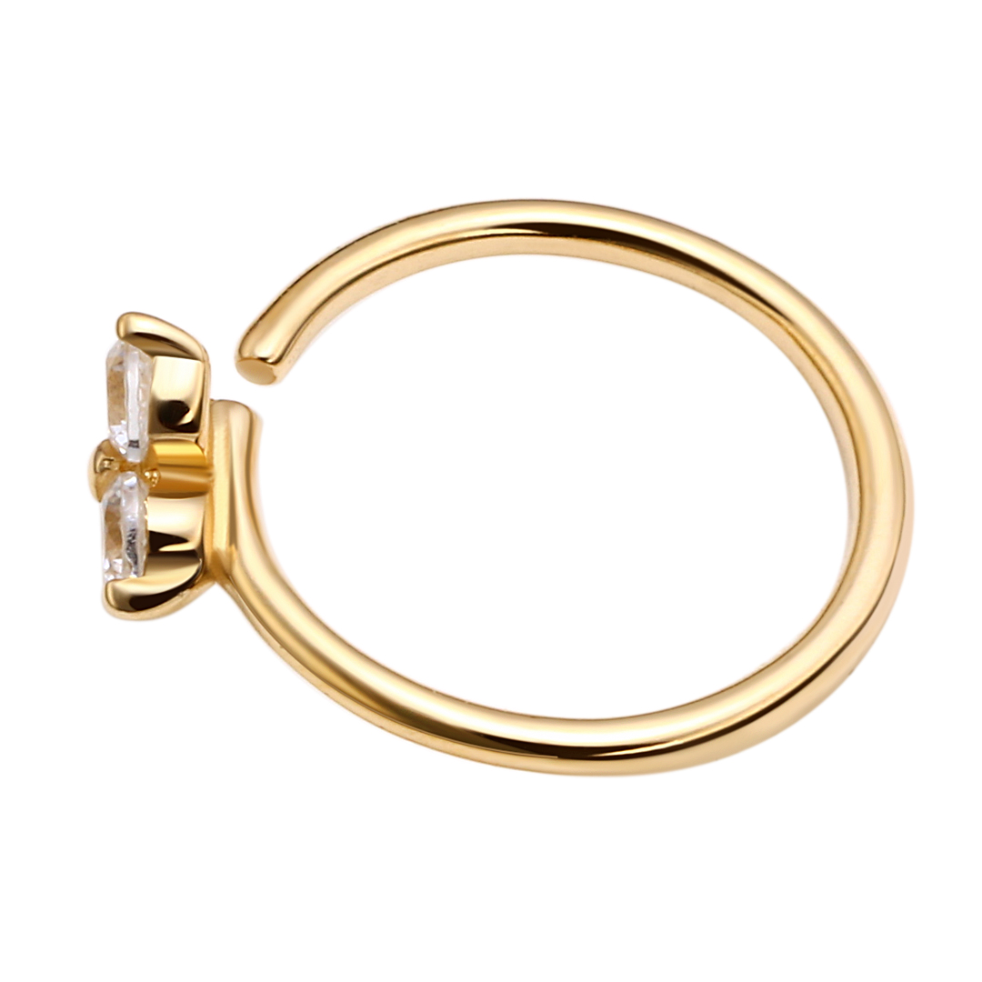 Eternal Metal 14k Solid Gold Triple Cz Nose <000000> Ear Hoop Piercing Belly<000000>lip Seamless Ring Jewelry 7