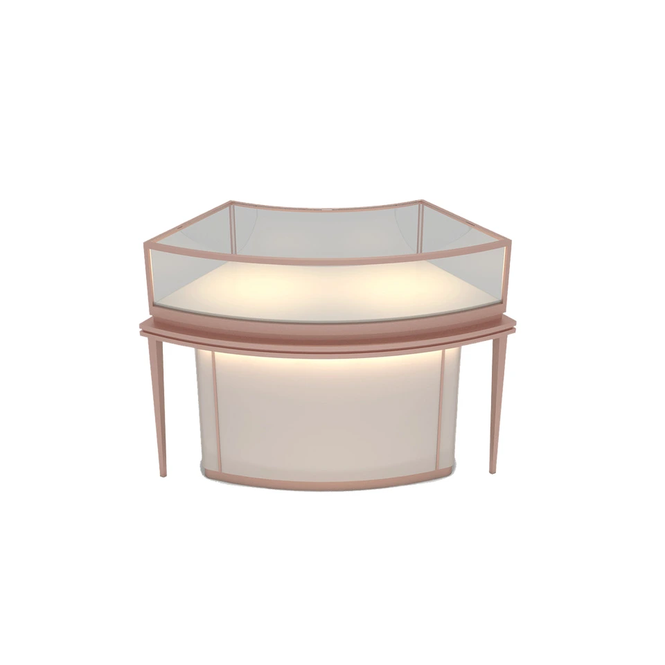Customized Deluxe Jewelry LED Lighted Glass Display Case with Metal Frame 1