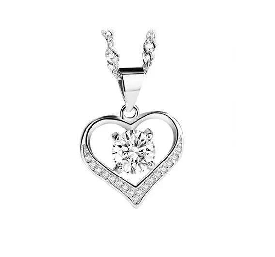 Solitaire Forever Moisanite 14K ou 18k Gold Love Heart Prendant Collier avec chaîne pour le mariage 1