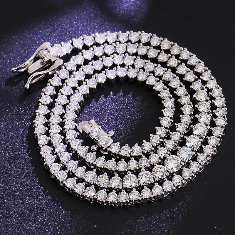 Provence Table Tennis Necklace 925 Silver 2mm 3mm 4mm 5mm Round Colorless Mossinate Diamond Tennis Chain Fashion Necklace 1