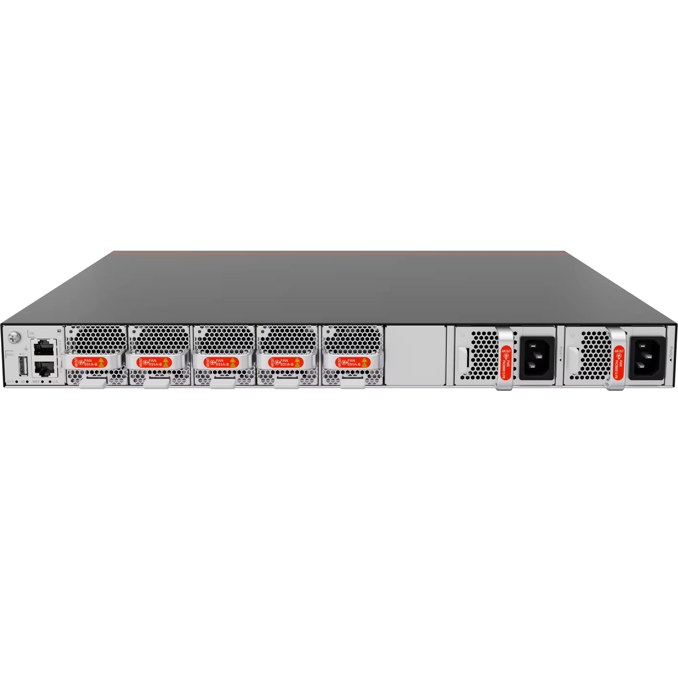CE6863H-48S6CQ-K 48*25GE SFP28، 6*100GE QSFP28، 2*وحدة طاقة تيار متردد، 4*وحدات مروحة مفتاح المؤسسة 1