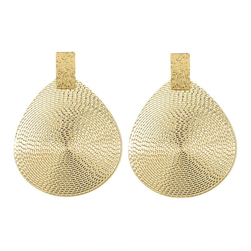 Fashion Jewelry Exaggerated Geometric Pendant Gold Plated Oval Large Water Drop Earrings Concave Convex Big Earrings For Woman 1