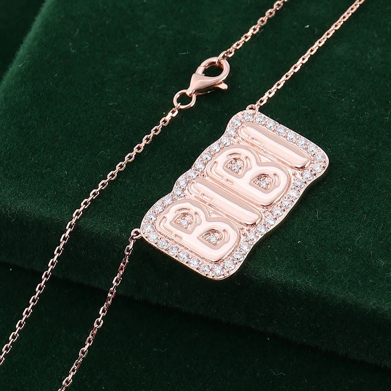 Provence 14k Roségold Anhänger Schmuck Juwelengeschneiderte Anhänger Seilkette Diamant Name Plate Ladies Schmuck Weihnachtsgeschenk 1