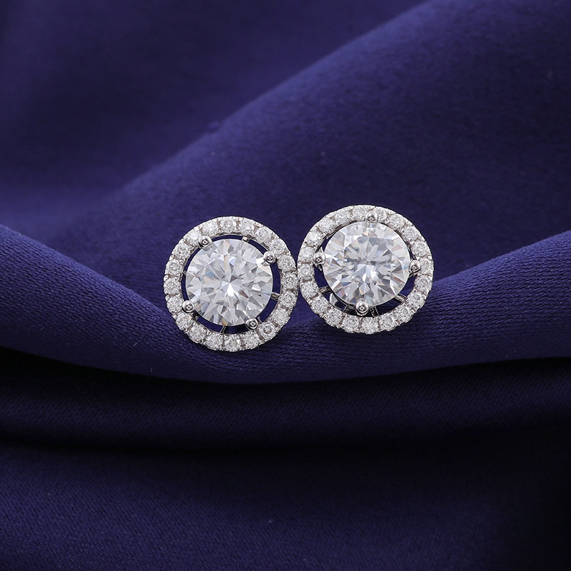Def Color Round Cut Moissanite Ohrringe Heißverkaufsprodukte 14k Weißgoldohrringe Hochwertige Schmuckpfosten Ohrringe 1