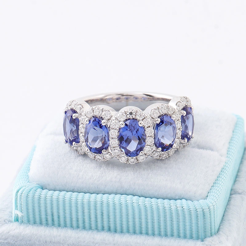 Laboratorio de labio de zafiro cultivado joyería de piedra fina de 10k anillo de oro blanco anillo de joyería de moda clásica para hombres 1