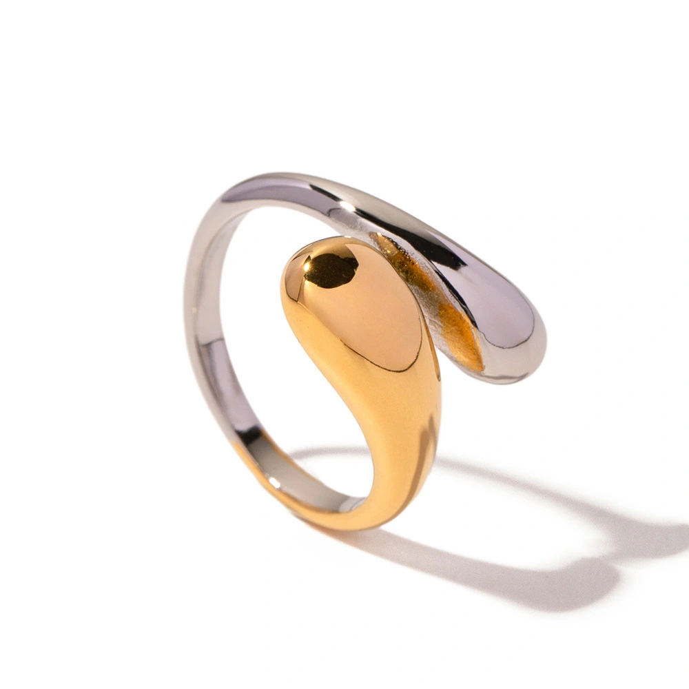 New Fashion Gold Plated Stainless Steel Short And Fat Women's Creative Adjustable Cross Opening Ring Jewelry 1