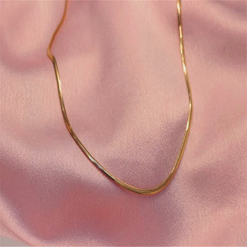 Snake Chain Necklace 14k Gold Layered Snake Necklace / Handmade Gold Snake Necklace / Gold Snake Chain Daily Dainty Jewelry 1