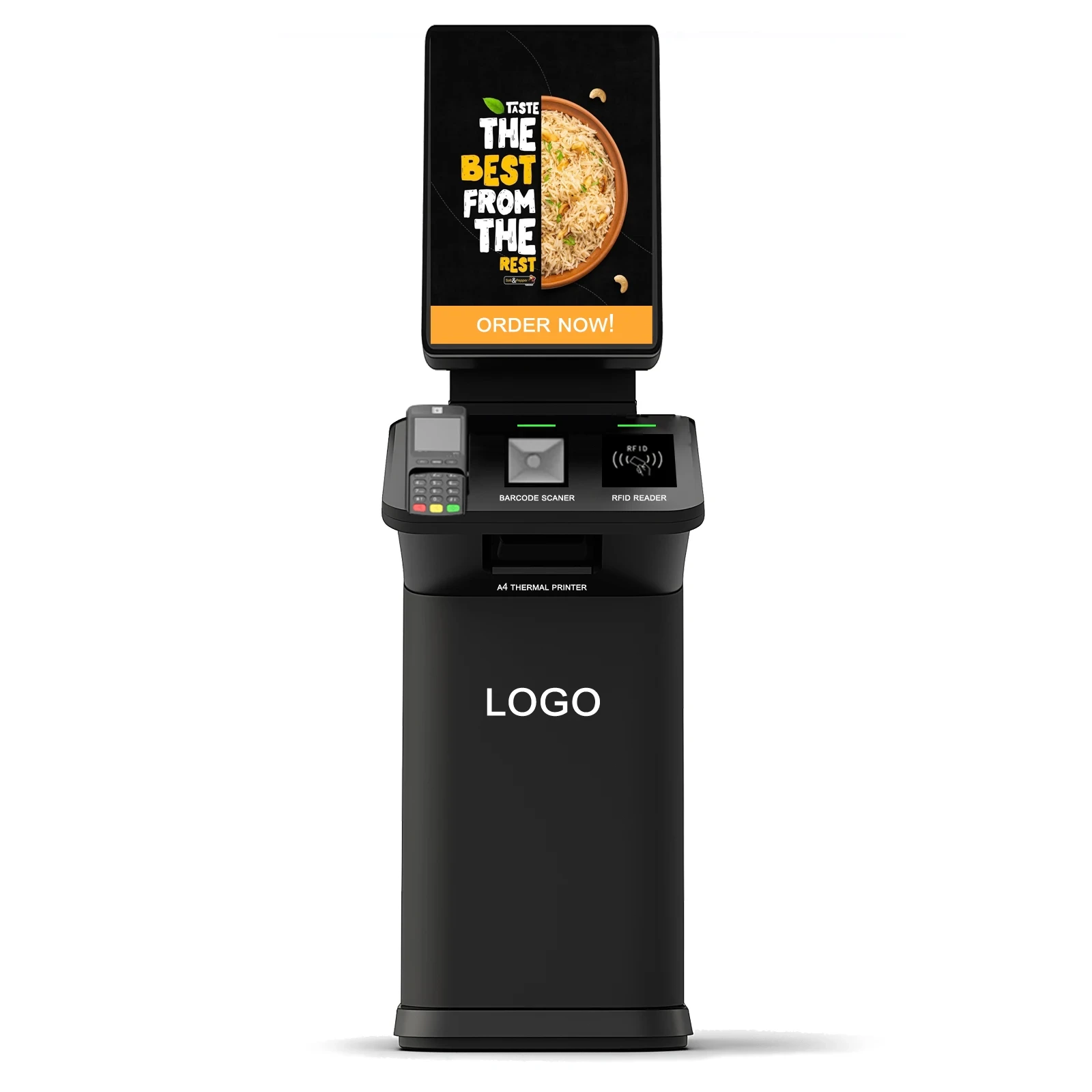 Ristorante Android Pos Floor Stand Ordinazione di alimenti Sistema di chioschi di pagamento self-service Chiosco terminale touch screen opzionale 1