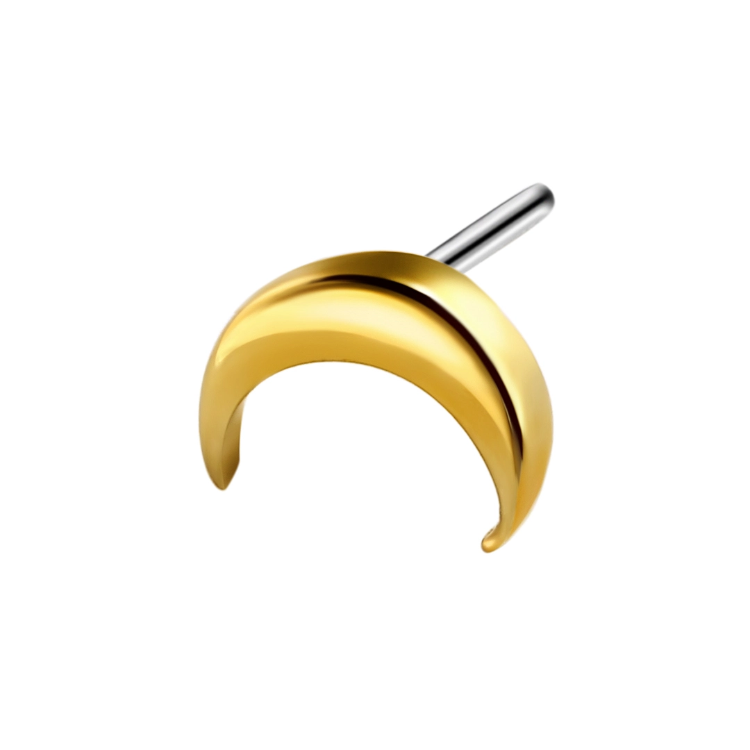Eternal Metal 14k Solid Gold Moon Shape Threadless Top Piercing Jewelry 14k Gold Piercing Nose Stud 1