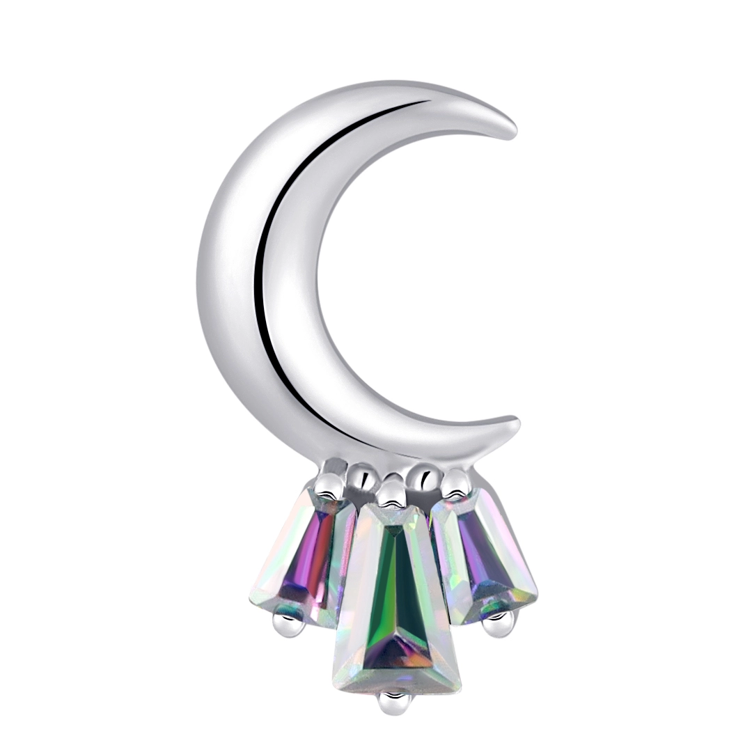 New Color Eternal Metal Astm F136 Titanium Threaded Top Moon Shape Cz Labret Earring Nose Piercing Jewelry 1