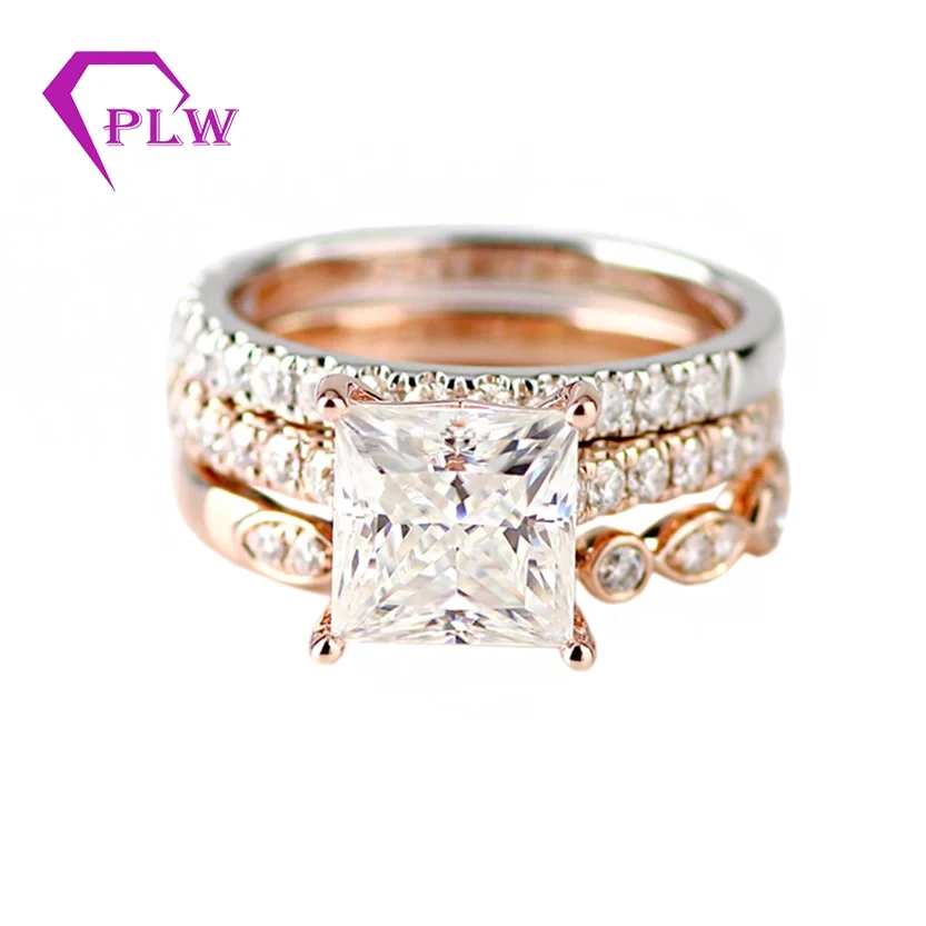 Provence Gem 7x7mm Princess Cut Coup Moisanite Ring Ensemble avec Kay Jewelers Moisanite Fire 1