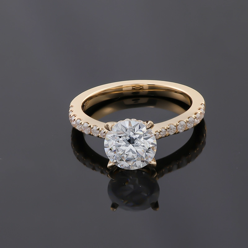 Provence Jewelry 1ct Round Brilliant Cut Moissanite Stone Yellow Gold Gold Simple Design Aneau de mariage TRENDY 1