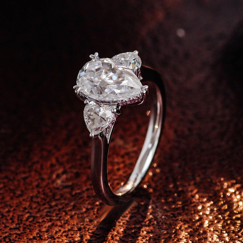 Bague en moissanite taille poire couleur Def, bijoux fins, or blanc 14 carats, pureté VVS, bague en moissanite de haute qualité 1