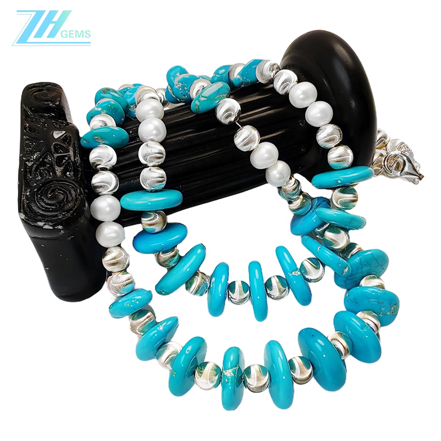 Abun Wuya Na Halitta Biyu Turquoise Ƙaunar Lu'ulu'u na Halitta <000000 11
