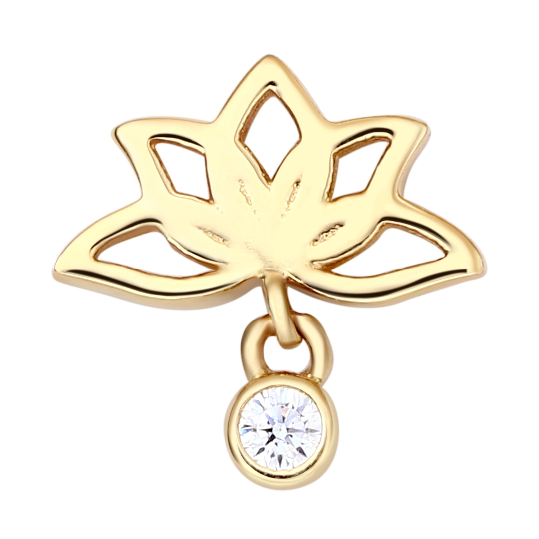 Eternal Metal 14k Solid Gold Lotus Ear Nose Jewelry Threadless Wedding Engagement Ring For Fashion Parties Gift Idea 1