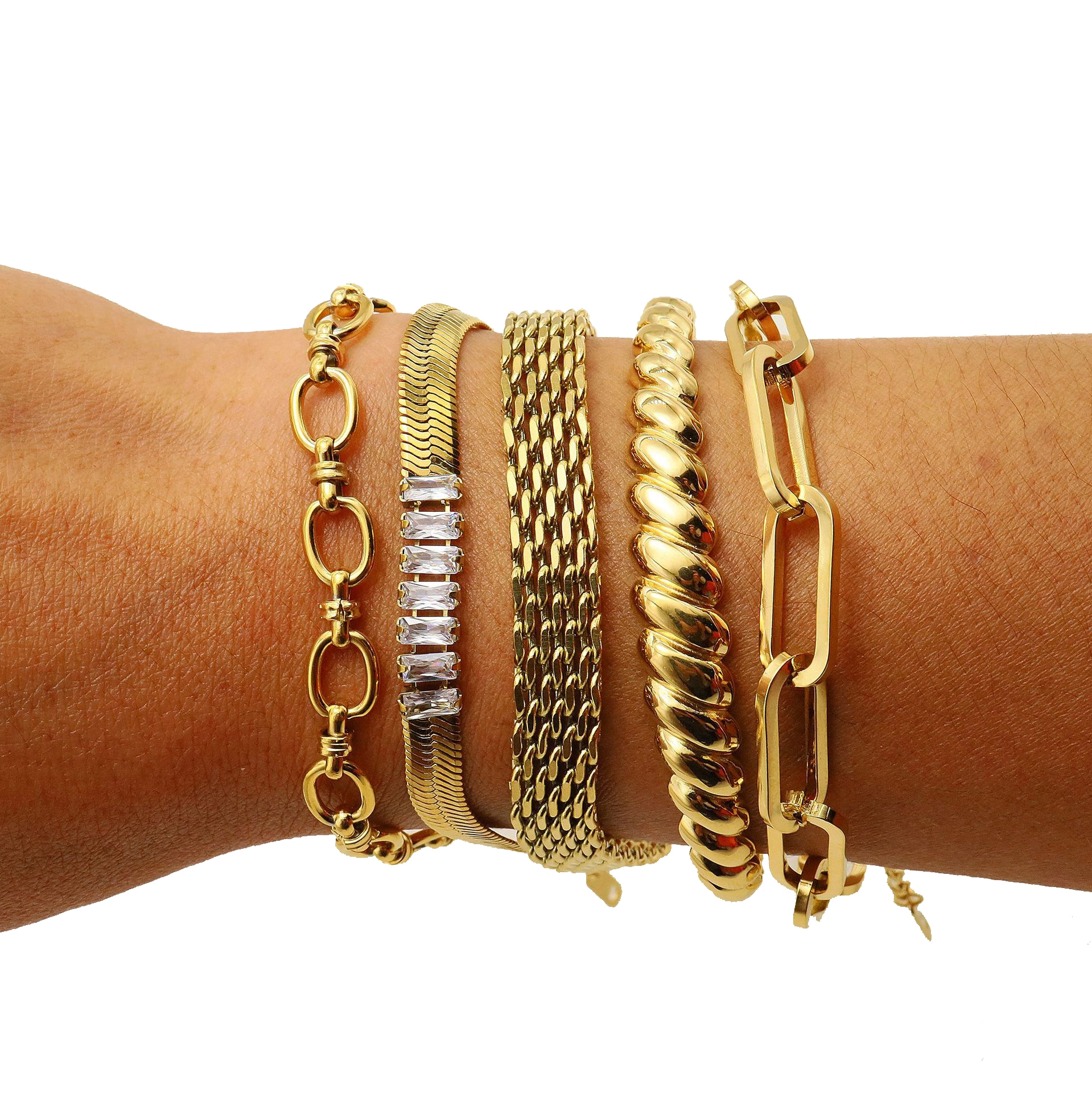 Combination Stacked With Titanium Steel Gold-plated And Non Fading Fashionable Snake Bone Chain Adjustable Bracelet For Women 1
