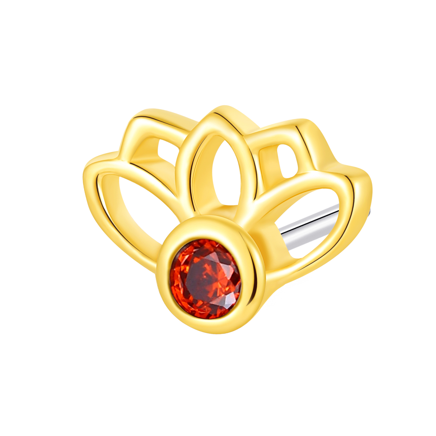 Eternal Metal 14k Solid Gold Lotus Ear <000000> Nose Jewelry Threadless Wedding Fashion With Zircon For Engagement Parties 4