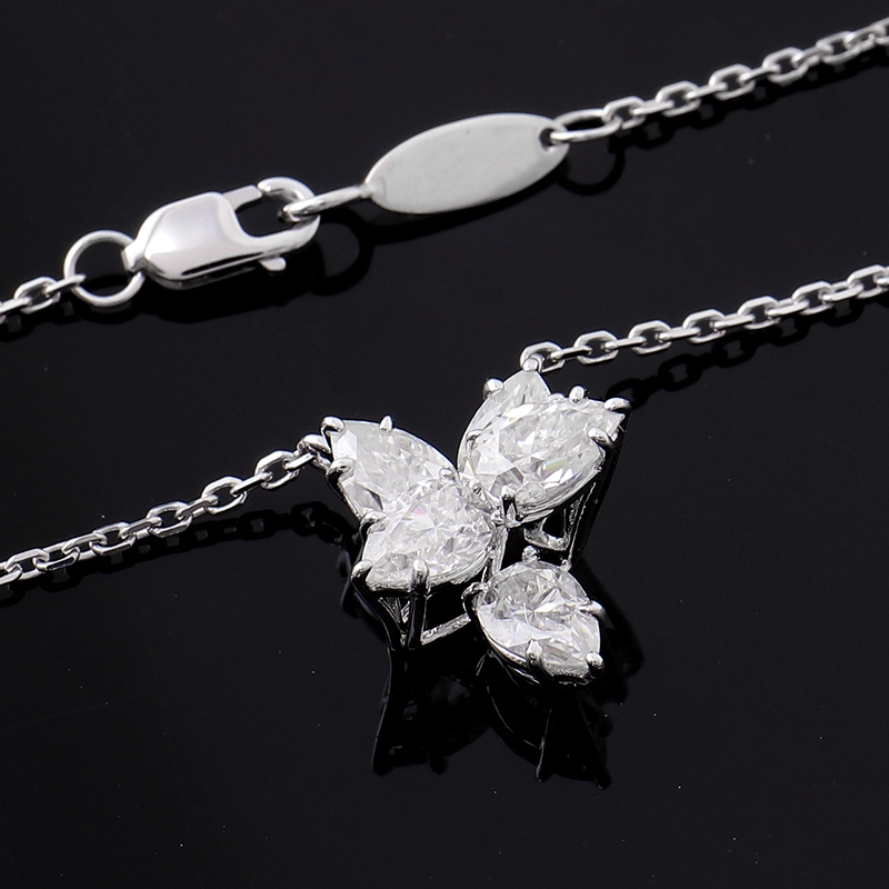 Provence Custom Jewelry 2025 New Pear-shaped Cut Moissanite Diamond 18k Pvd Gold-plated Bead Chain Necklace Necklace Packaging 1