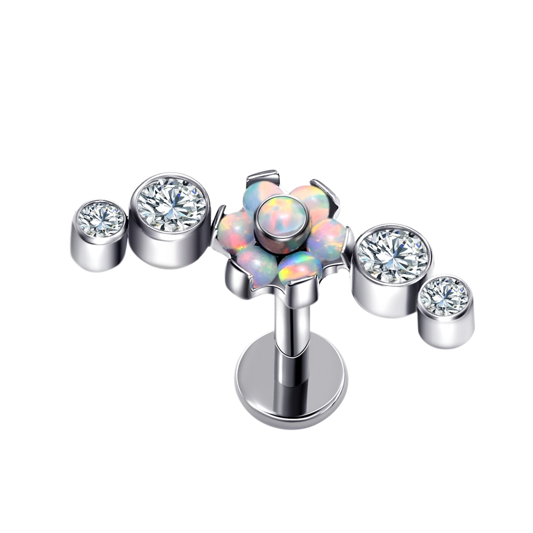 ثقب التيتانيوم بالجملة من Eternal Metal، من ASTM F136، مجوهرات Titnio Helix، زهرة أوبال، أعلى، خيط، لابريت 1