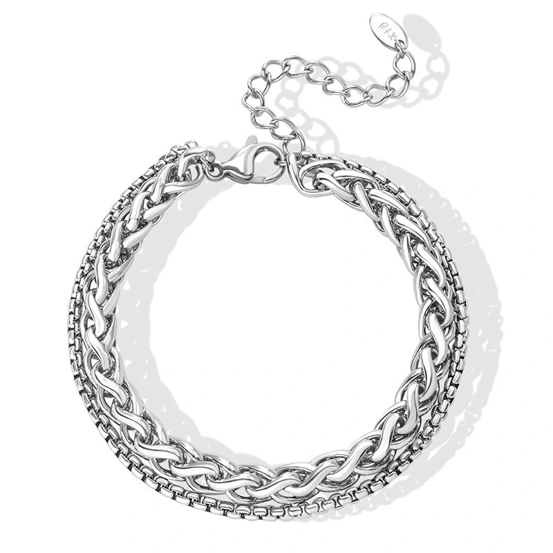 Manufacturer Wholesale Fashion Silver Double-keel Bracelet Men And Women General Luxury Titanium Steel Bracelets 1