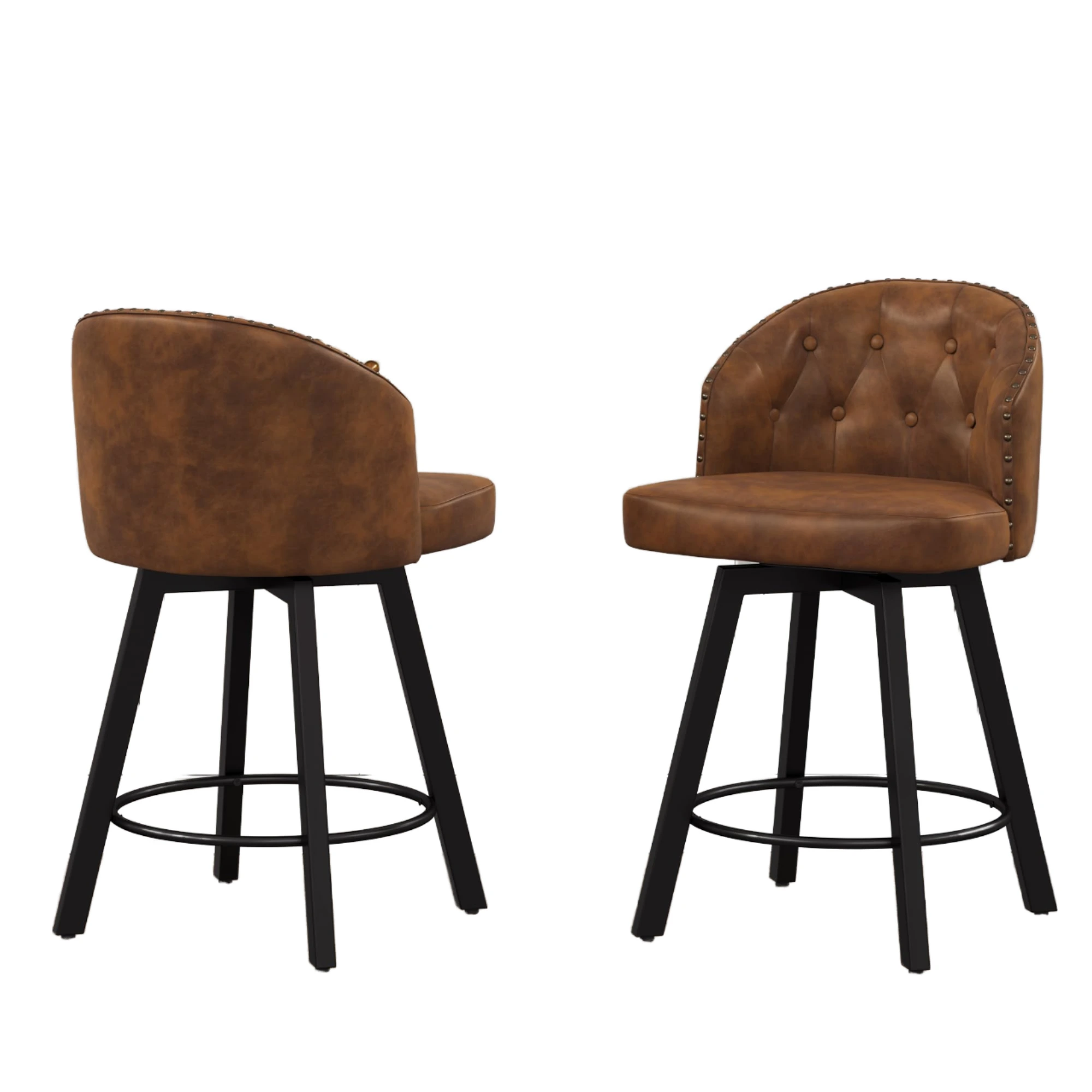 Cozyman 26 Swivel Bar Stools, Faux Leather, Metal Legs 1
