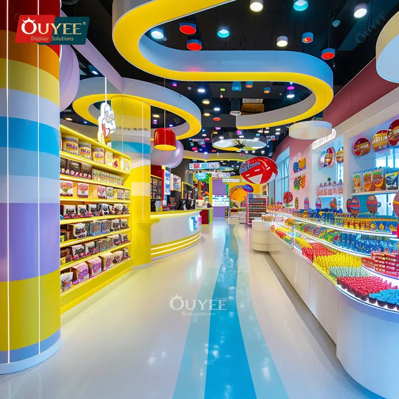 Maßgefertigtes Verkaufsregal für Snack- und Süßwarenläden – Schokoladenglas-Theke 1