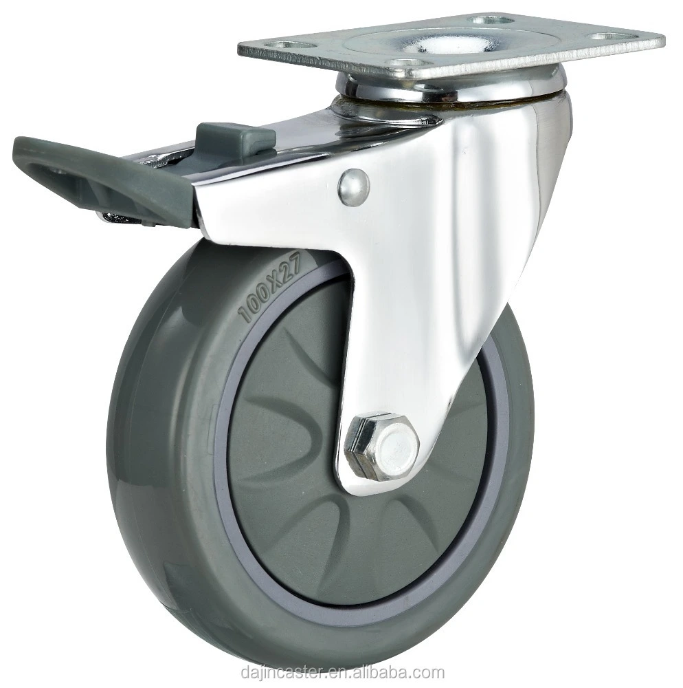 3/4/5 Inch Medium Duty Caster Weight Capacity 100kg Pu Swivel Caster Wheels 1